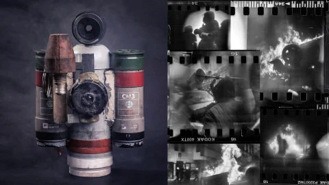 Il fabrique un appareil photo avec des grenades de la police